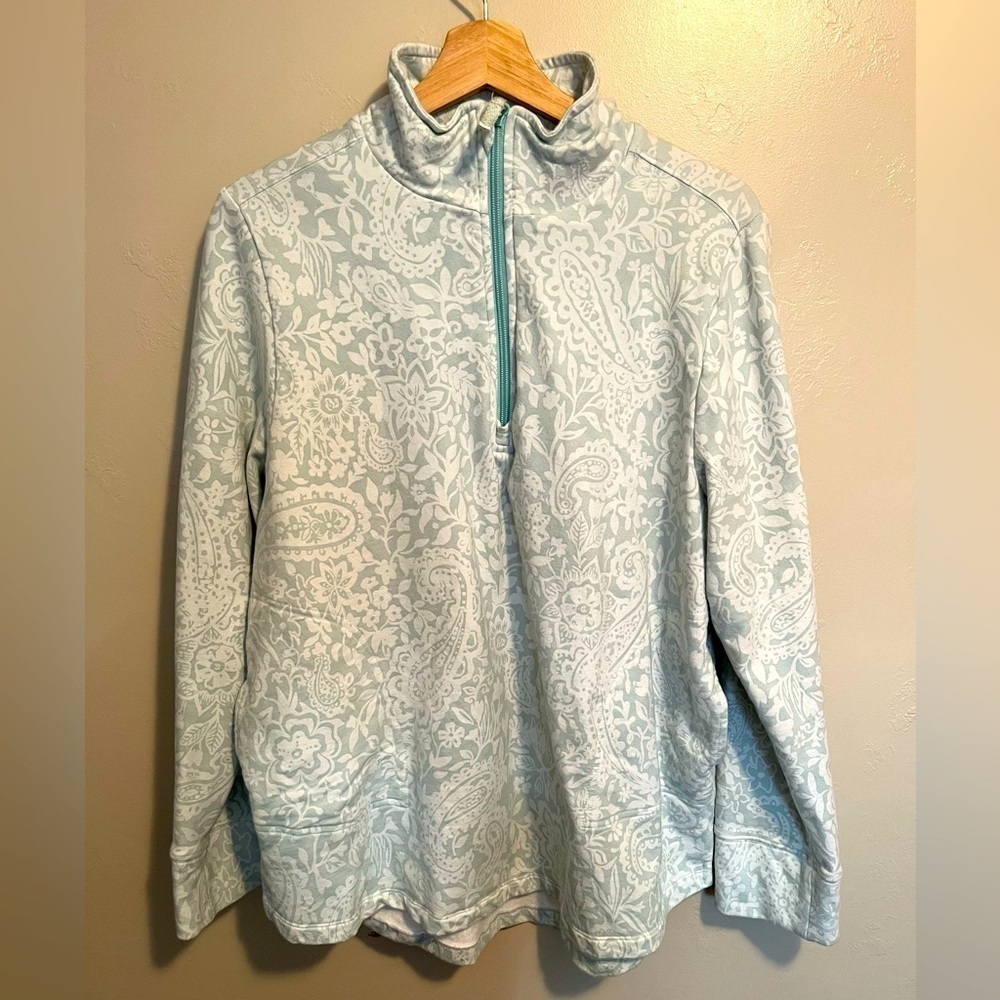 Vera Bradley Green Pastel and Paisley Quarter Zip Fleece